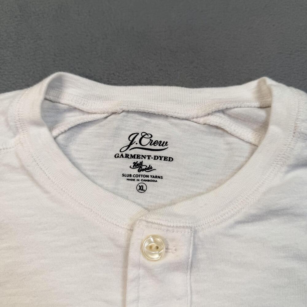 J.Crew Henley Shirt Mens XL White Cotton Long Sleeve Jersey Tee Garment-Dyed - Picture 3 of 9